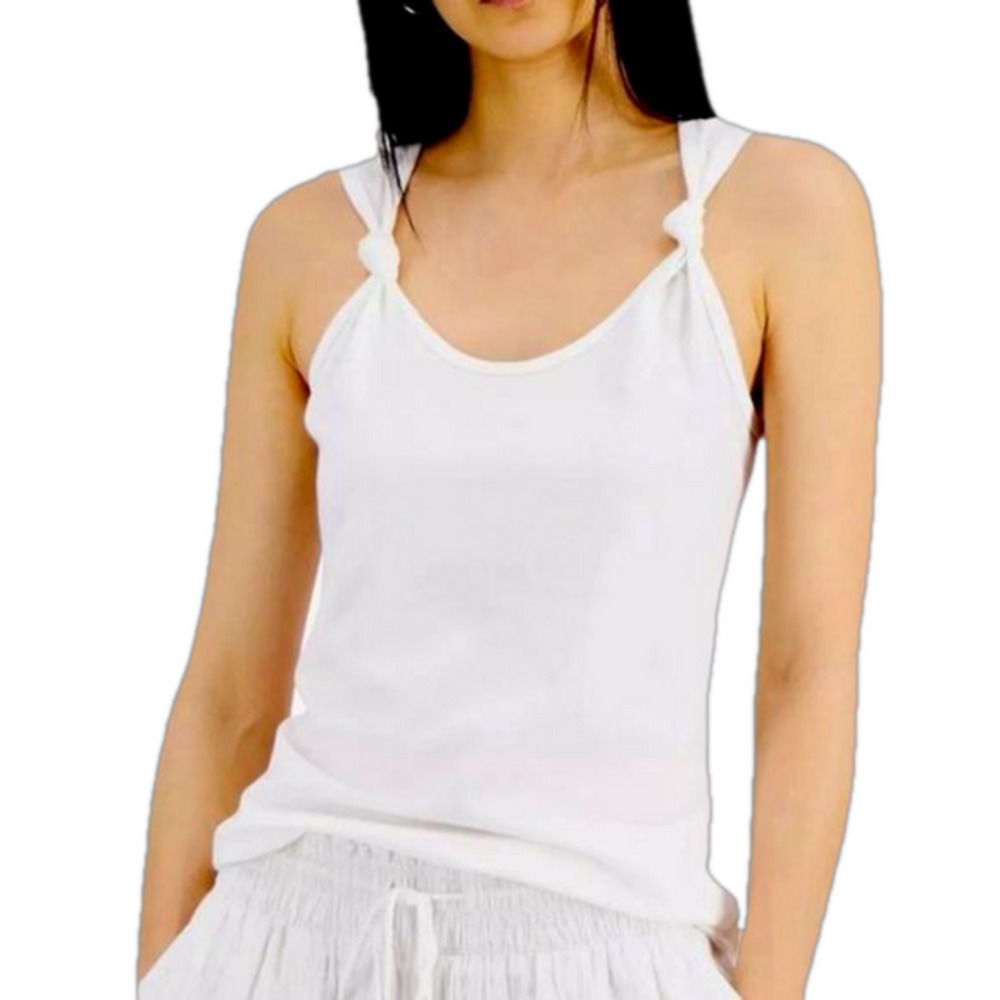 INC International Concepts Knotted Strap Tank Top Women’s Bright White Small
